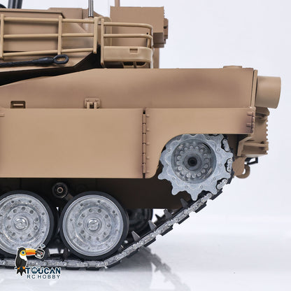 TOUCAN RC HOBBY Heng Long 1/16 RC Main Battle Tank Abrams M1A2 Metal Chassis Wheels Steel Gearbox Turret 360 Rotation Barrel Recoil Elevation Battery