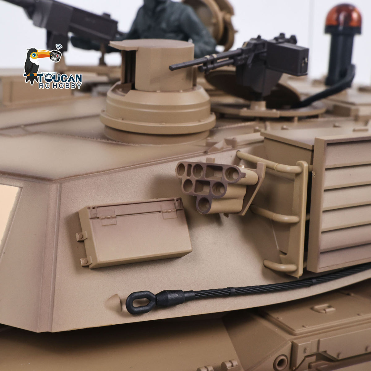 TOUCAN RC HOBBY Heng Long 1/16 RC Main Battle Tank Abrams M1A2 Metal Chassis Wheels Steel Gearbox Turret 360 Rotation Barrel Recoil Elevation Battery