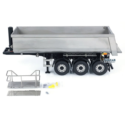 TOUCAN RC HOBBY MODO 1/14 Metal RC Hydraulic Dump Trailer 3 Axles Lift Motor ESC Oil Tank Cylinder Manual Support Leg for Remote Control Tractor Trucks DIY for Adult