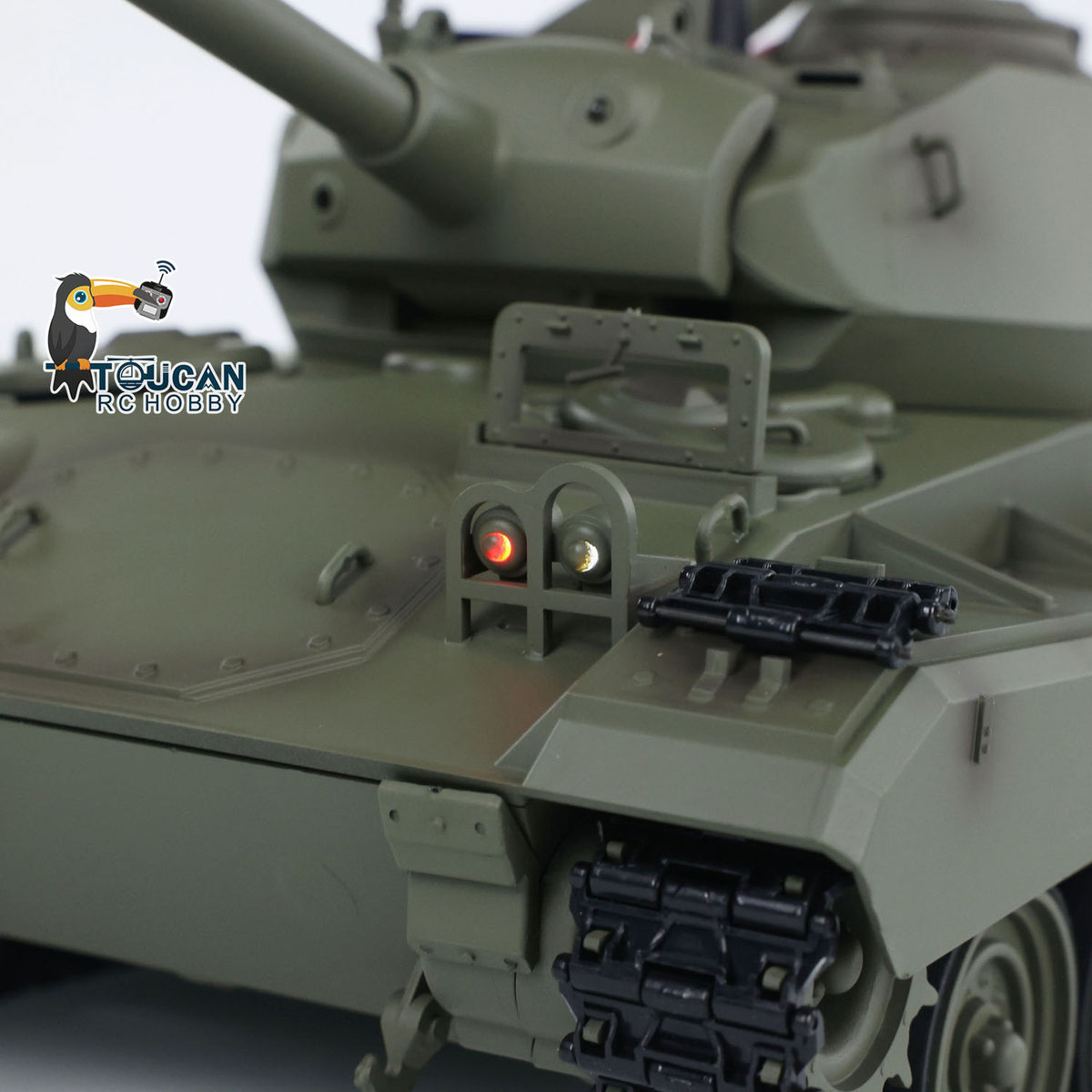TOUCAN RC HOBBY US Stock Tongde 1/16 M24 Chaffee RC Light Tank Electric 320 Degrees Infrared Barrel Recoil Military Armored Model