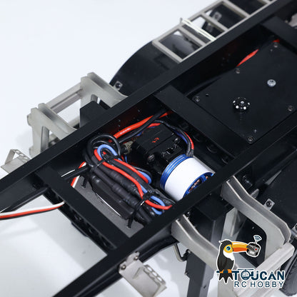 TOUCAN RC HOBBY MODO 1/14 Metal RC Hydraulic Dump Trailer 3 Axles Lift Motor ESC Oil Tank Cylinder Manual Support Leg for Remote Control Tractor Trucks DIY for Adult