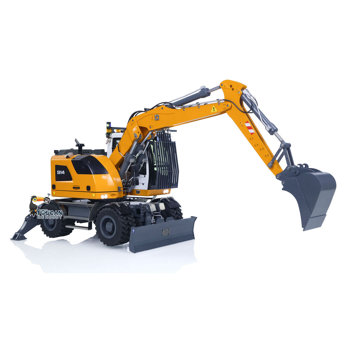 TOUCAN RC HOBBY US Stock CUT RC Hobby 1/14 RC Hydraulic Wheeled Excavator LR914 -3Arms 8CH Valve Metal RTR