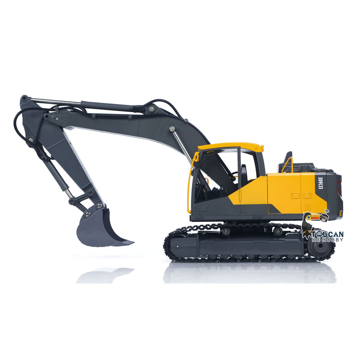 TOUCAN RC HOBBY 1/16 Double E E598 003 Electric Lifting RC Excavator Metal 2Arms Remote Control Digger Hammer Bucket Claw 360 Degrees Rotating