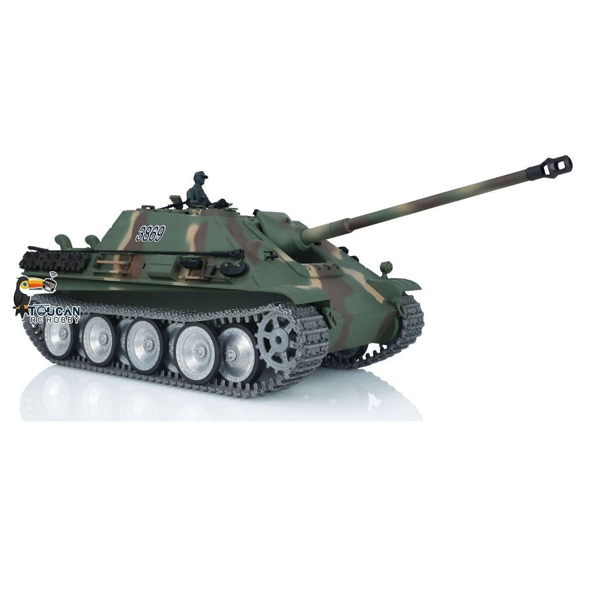 TOUCAN RC HOBBY Heng Long 1/16 TK7.0 Profession German Jadpanther RTR RC Tank 3869 FPV Smoke Infrared Combat BB Unit Metal Sprockets Idlers Road Wheels Tracks