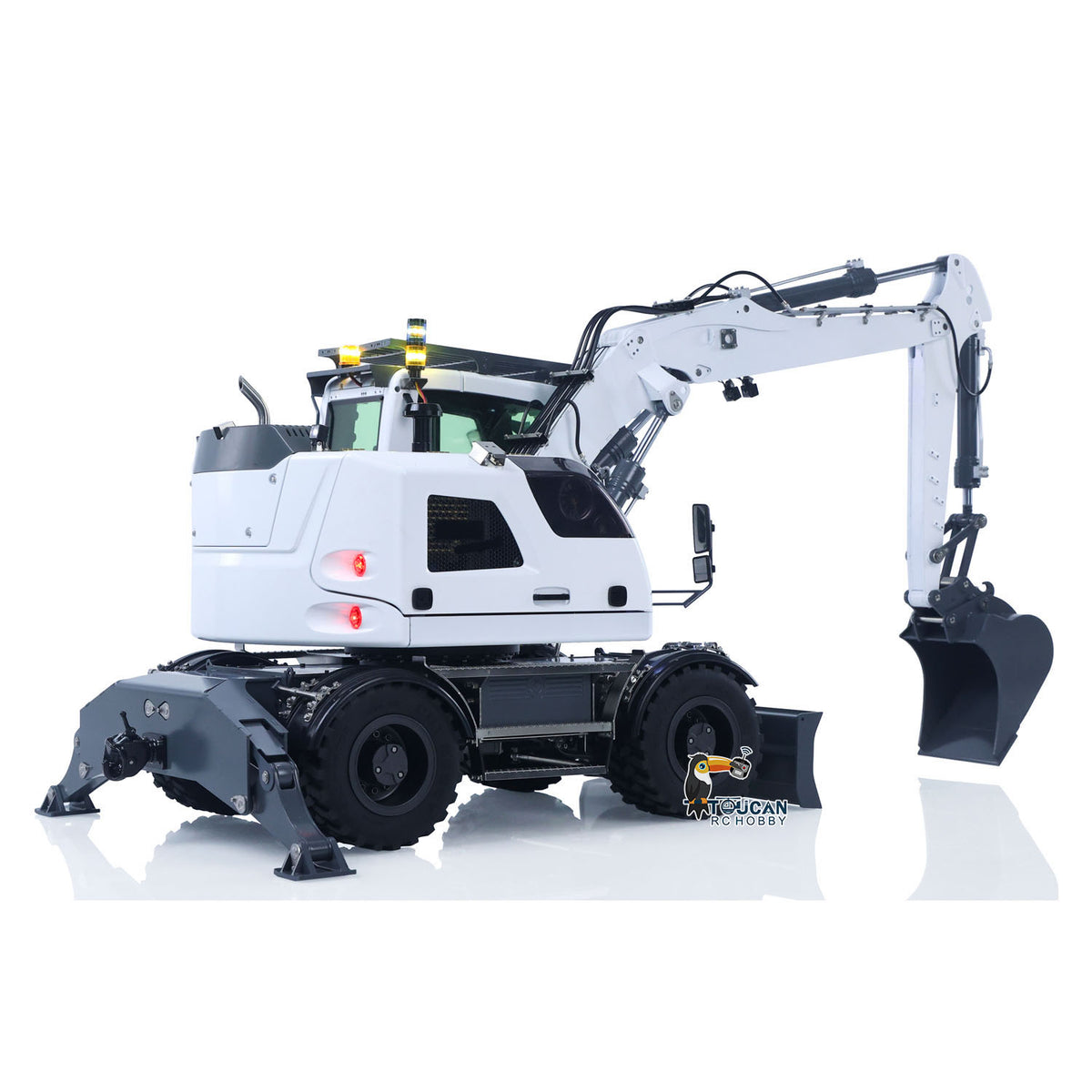 TOUCAN RC HOBBY CUT RC Hobby RC Hobby LR914 1/14 Metal RC Hydraulic Wheel Excavator RTR 8-Way Valve Axle Differential Lock Hobbywing Fusion Brushless Motor & ESC Quick Coupler Light Sound Tail Hook