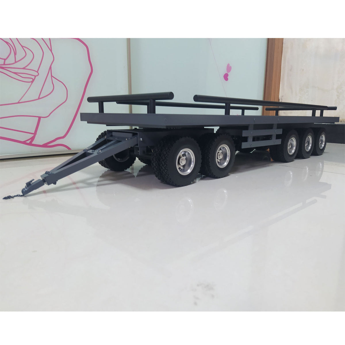 TOUCAN RC HOBBY Metal 5 Axles Trailer for 1/14 RC Hydraulic Dump Radio Controlled Truck Tractor Eletric Car Simulation Hobby Model