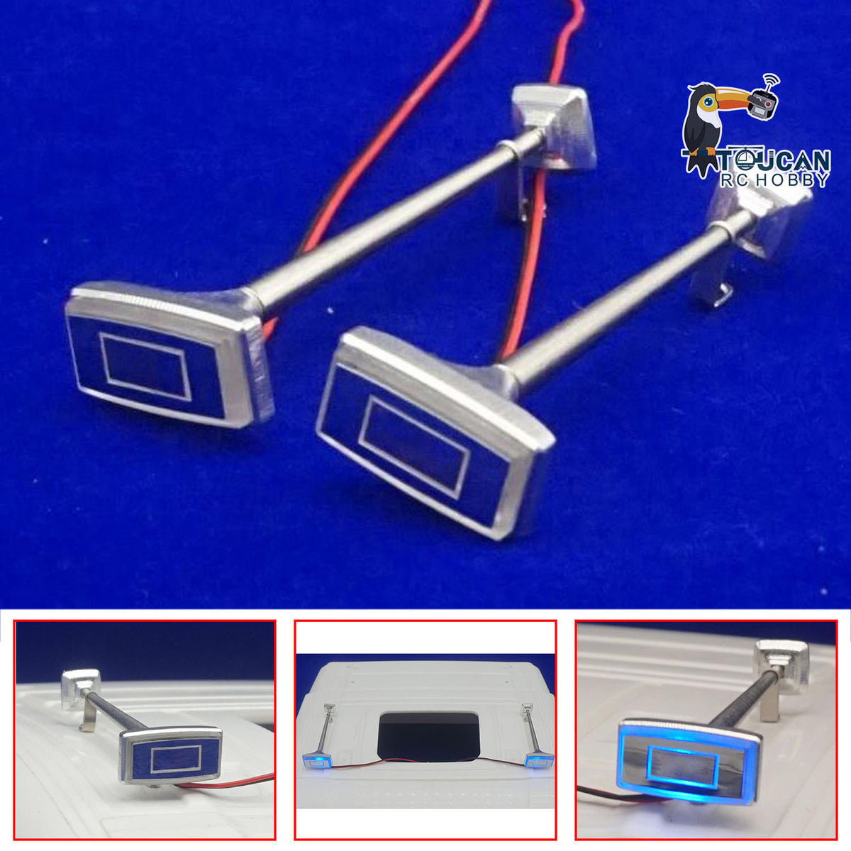 TOUCAN RC HOBBY Degree Metal 1Pair Horns with LED Light for 1/14 RC Tractor Truck Remote Control Construction Vehicle DIY Spare Parts Painted Car Shell