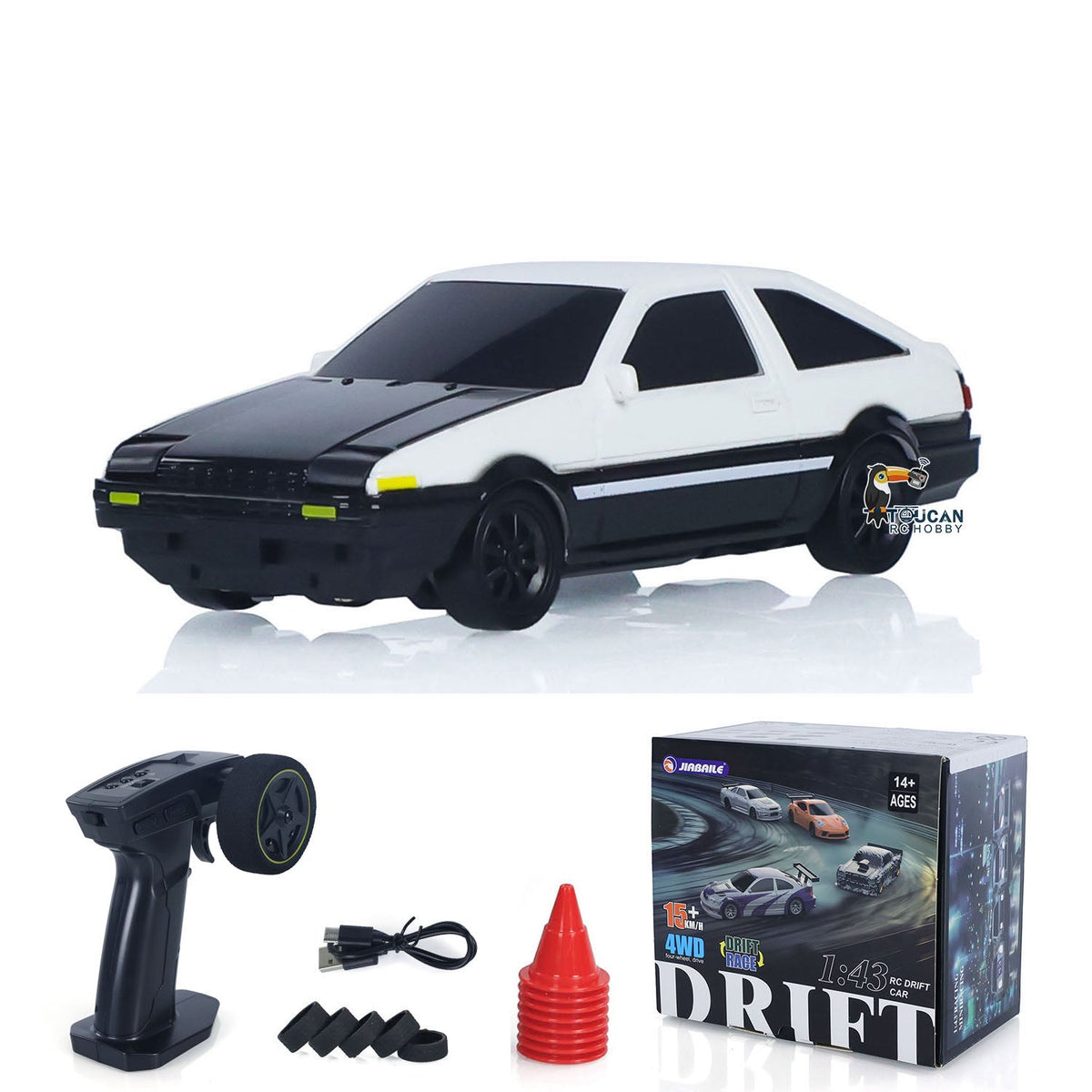 TOUCAN RC HOBBY JiaBaiLe 1/43 High Speed 2.4G Radio Controlled Racing Car RC Drift Vehicle 4WD RTR Mini Model Car Battery for Children