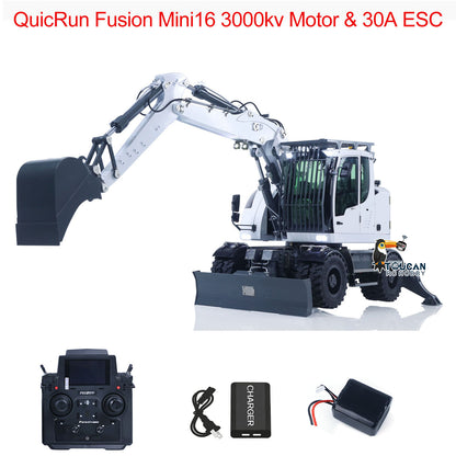 TOUCAN RC HOBBY CUT RC Hobby RC Hobby LR914 1/14 Metal RC Hydraulic Wheel Excavator RTR 8-Way Valve Axle Differential Lock Hobbywing Fusion Brushless Motor & ESC Quick Coupler Light Sound Tail Hook