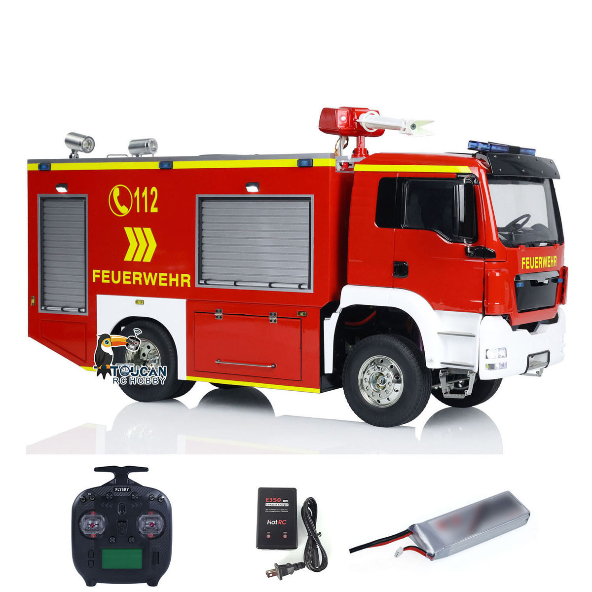 TOUCAN RC HOBBY 4x2 RC Fire Fighting Truck 1:14 2-speed Transmission Radio Control Fire Vehicles Assembled and Painted Sound Light System