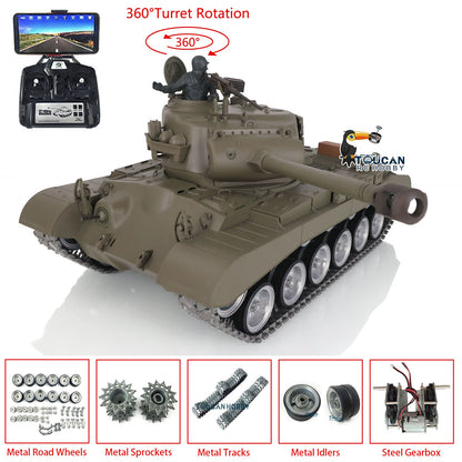 TOUCAN RC HOBBY Heng Long 1/16 TK7.0 Customized USA M26 Pershing 3838 RTR RC Tank FPV BB IR 360 Degrees Turret Smoke Metal Tracks Drive Road Idlers Wheels Gearbox