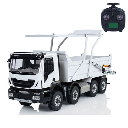 TOUCAN RC HOBBY MODOModel Metall 1/14 8x4 RC Muldenkipper ferngesteuertes hydraulisches LKW-Modell mit aufklappbarer Abdeckung, 2-Gang-Getriebe, LED-Beleuchtung und Soundsystem