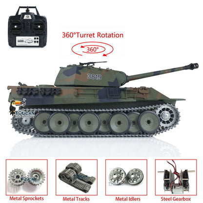 TOUCAN RC HOBBY Heng Long 1/16 TK7.0 Promotion 3819 German Panther V RTR RC Tank IR BB 360 Degrees Turret Smoke Metal Tracks Sprockets Idlers Wheels Gearbox