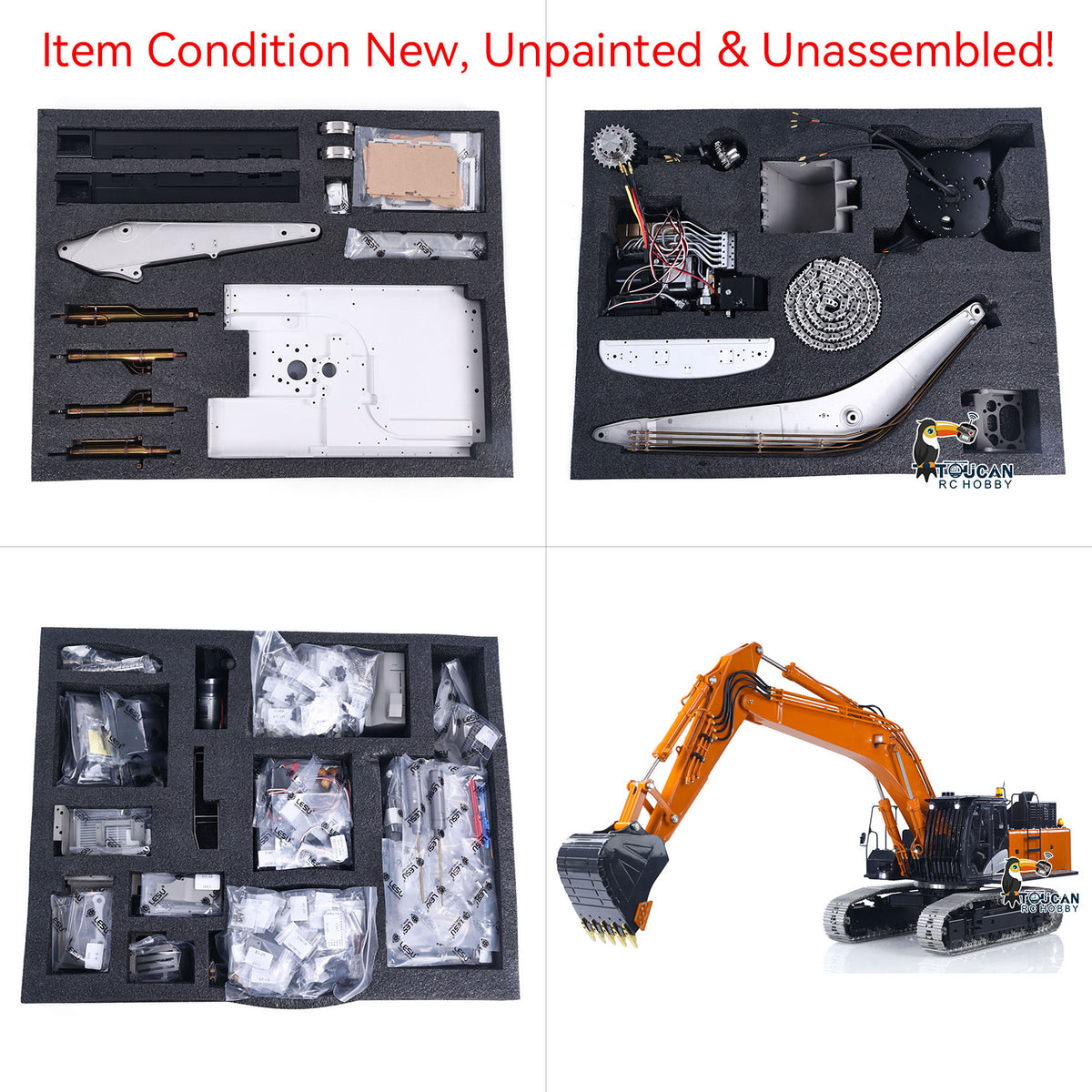 TOUCAN RC HOBBY LESU Metal 1/14 RC Hydraulic Excavator Aoue ZX490 Remote Control Heavy Digger Construction Vehicle Model 6CH Valve Light 6CH Electrical Slip Ring FlySky PL18EV Radio Battery