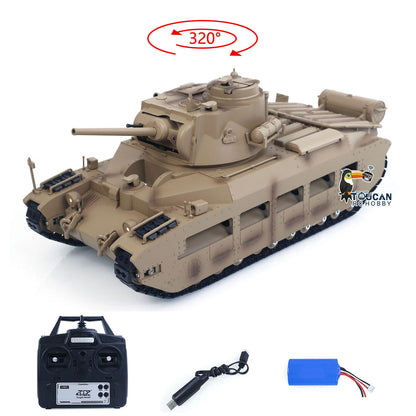 TOUCAN RC HOBBY US Stock Tongde 1/16 Remote Control Military Tank Matilda III IV Turret Rotation 320 Degree IR Lights Sounds RC Electric Model Smoke Unit