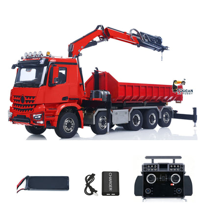 TOUCAN RC HOBBY LXY 1/14 10x10 RC Hydraulic Crane Dump Truck Radio Control Full Dumper Lorry with U-shaped Short High Standard Bucket Timber Flatbed
