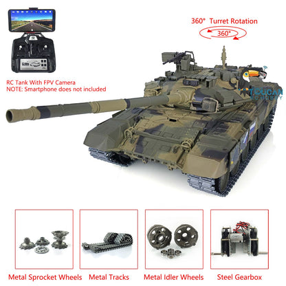 TOUCAN RC HOBBY Heng Long 1/16 TK7.0 Plastic Russian T90 RTR RC Tank 3938 with Steel Gearbox Metal Barrel Recoil 360 Degrees Turret BB Unit Infrared Combat