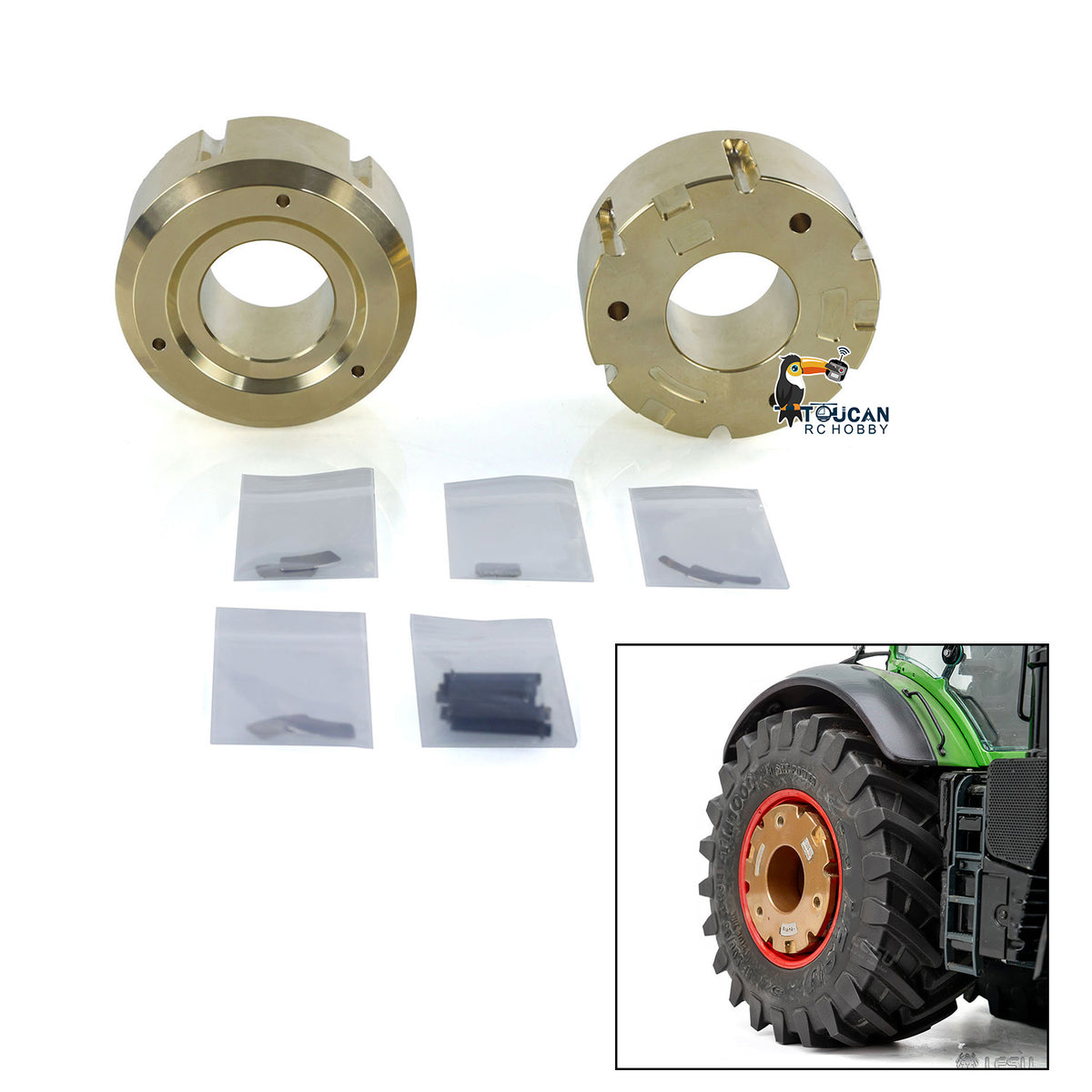TOUCAN RC HOBBY LESU 1/14  Metal Accessories Increasing Module Counterweight Block Brass for AOUE 1050 Hydraulic RC Tractor DIY Agricultural Car