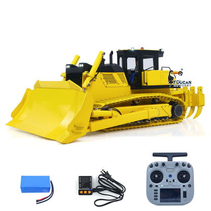 TOUCAN RC HOBBY D155AX 1/12 Metal RC Hydraulic Bulldozer RTR 7-Channel Valve Brushless Motor 5-Shank Rear Plow Light Sound for Model Enthusiast