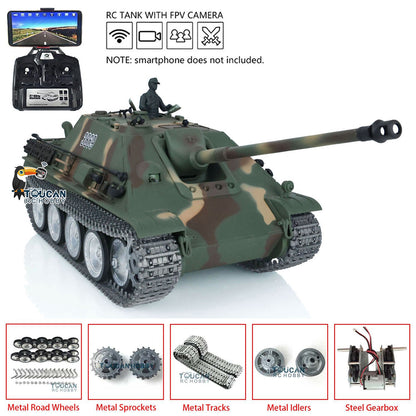 TOUCAN RC HOBBY Heng Long 1/16 TK7.0 Profession German Jadpanther RTR RC Tank 3869 FPV Smoke Infrared Combat BB Unit Metal Sprockets Idlers Road Wheels Tracks