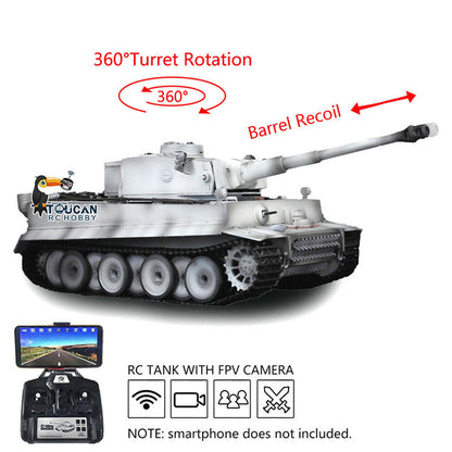 TOUCAN RC HOBBY Heng Long 1/16 TK7.0 Promotion 3818 Tiger I RTR RC Tank FPV 360 Degrees Turret Barrel Recoil Smoke BB IR Metal Tracks Sprockets Idlers Wheels