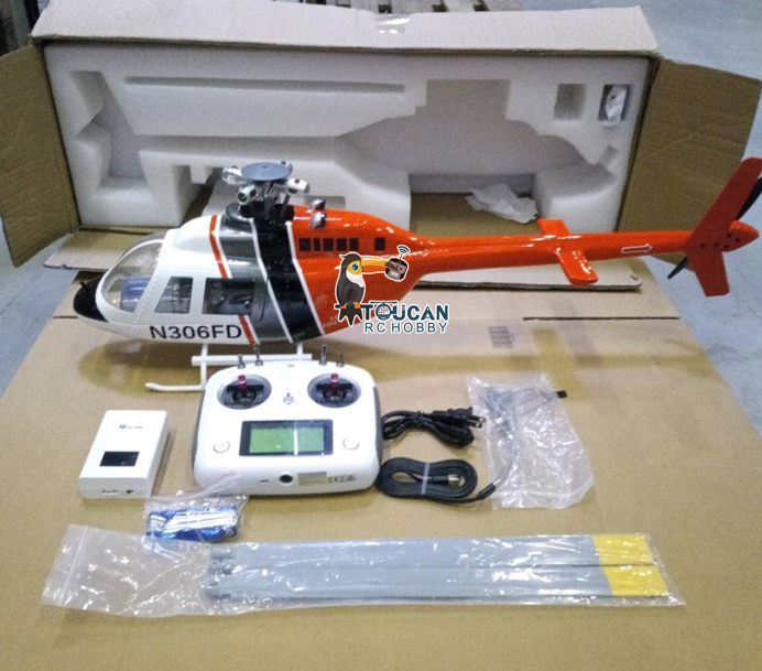TOUCAN RC HOBBY Second Hand Fast Shipping 2.4G RC Scale FlyWing BELL 206 Helicopter 4 Blade Rotor Remote Control Aircraft GPS Brushless Motor Battery RTF Smart Drone