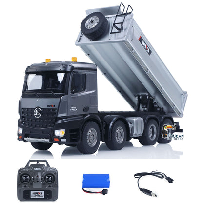 TOUCAN RC HOBBY HUINA 1/14 Remote Control Dump Truck 12CH RC Tipper Finished Model RTR Light Sound Effects Radio USB Charging Cable