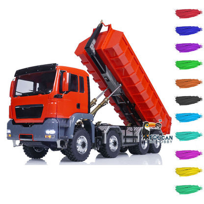 TOUCAN RC HOBBY LESU 1/14 TGS 8*8 RC Hydraulic Dumper Truck Lorry Remote Control Tipper Lights Sound Two Speed ESC Motor 3T Differential Lock Steering Servo