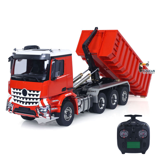TOUCAN RC HOBBY LXY G88 1/14 Metal 8x8 RC Hydraulic Roll on off Dump Truck RTR Waste Bin 3 Speed Transmission Differential Lock Rear Axle Steering Light Sound for Construction Collectors