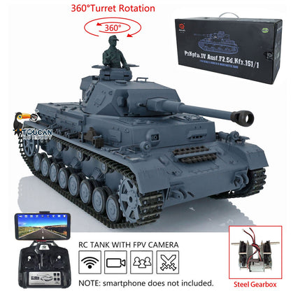 TOUCAN RC HOBBY Heng Long 1/16 Plastic TK7.0 3858/3859 German Panzer IV F2 F RTR RC Tank FPV Infrared Comkbat 360 Degrees Turret Smoke BB Steel Driving Gearbox Metal Barrel