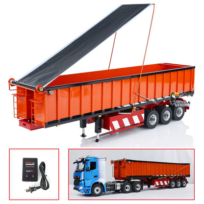 HHG Model 1/14 RC Hydraulic Dump Trailer - Metal 3 Axles Electric Landing Legs