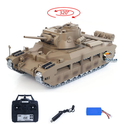 Fast Free Shipping for EU Tongde 1/16 RC Tank Matilda III IV IR Turret Rotary 320 Degree Electric Military Vehicle Metal Gearbox Road Wheel