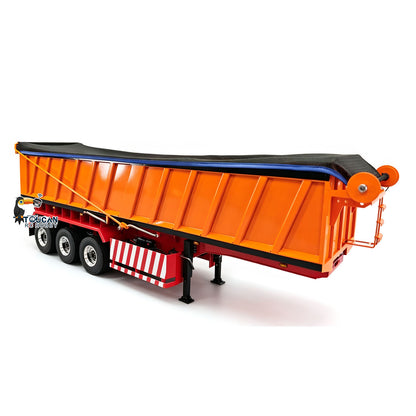 TOUCAN RC HOBBY HHG Model 1/14 Metal RC Hydraulic Dump Semi Trailer 3 Axle with Center Lift System Electric Support Legs Tarp Lights for Tractor Truck