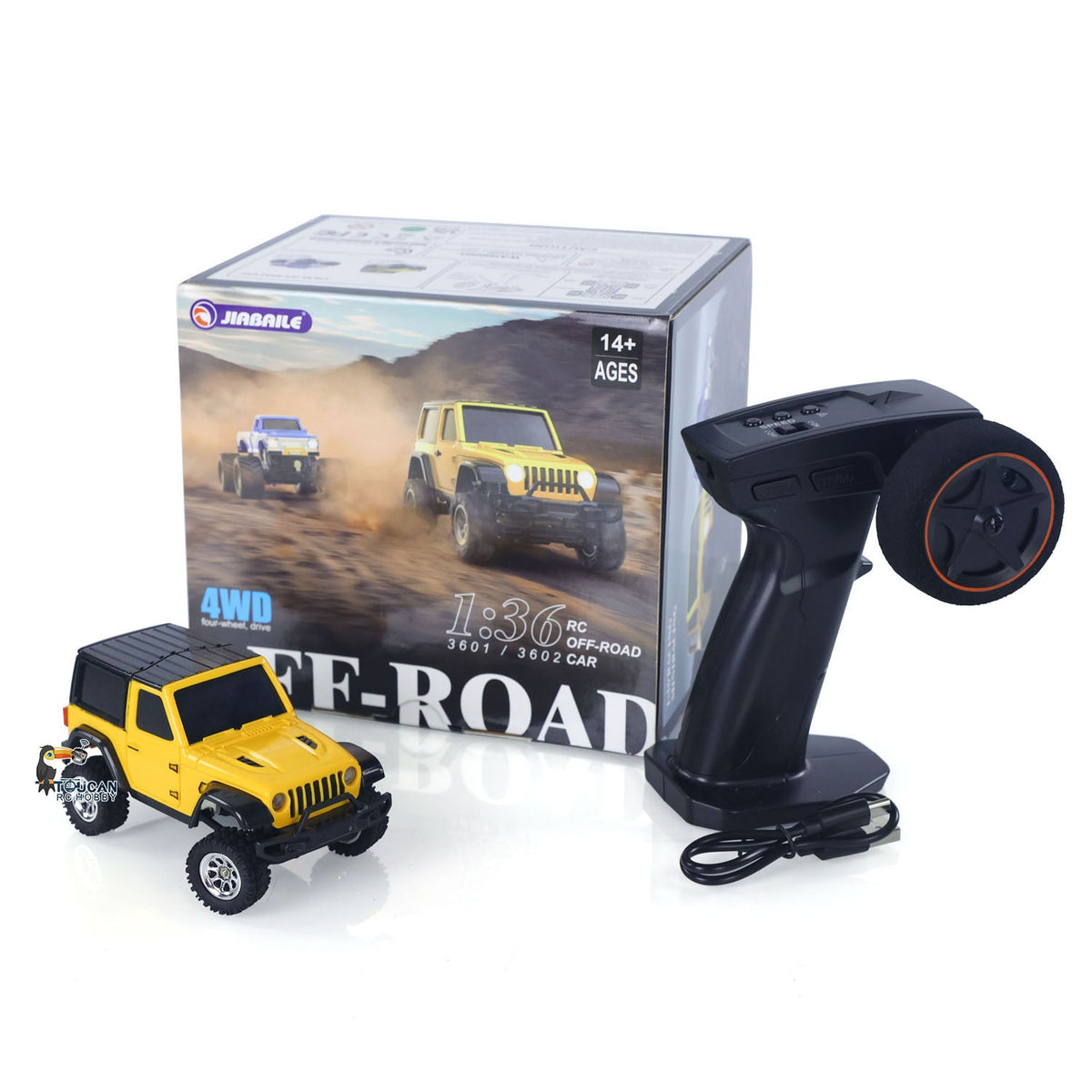 TOUCAN RC HOBBY JiaBaiLe 2.4G 1/36 Remote Control Rock Crawler RC Off Road Car 4*4 RTR Model Vehicle Light Battery Radio Mini for Children