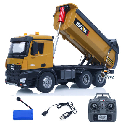 TOUCAN RC HOBBY HUINA 1/14 Electric RC Dump Truck 573 Remote Control Tipper Model Vehicle Flowing Water Light Sound Effect 2.4G Radio Battery