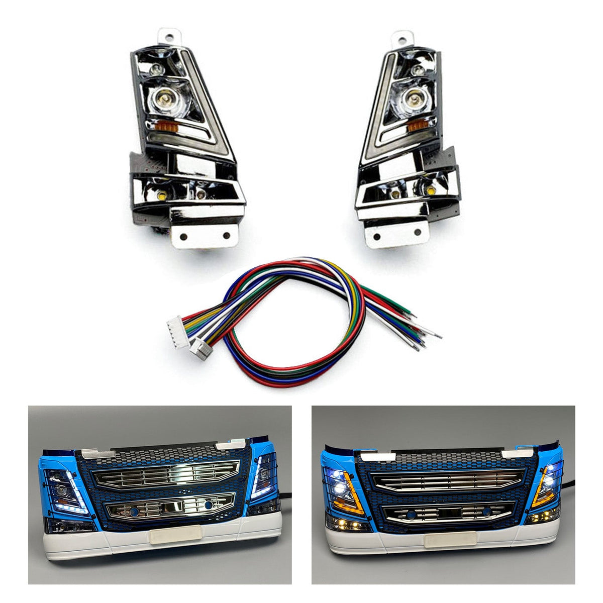 TOUCAN RC HOBBY Plastic Head Lamp Pro Flowing Water Light Front Bumper Rack for DIY 1/14 Remote Control Tractor Truck XL750 56360 56362 RC Lorry