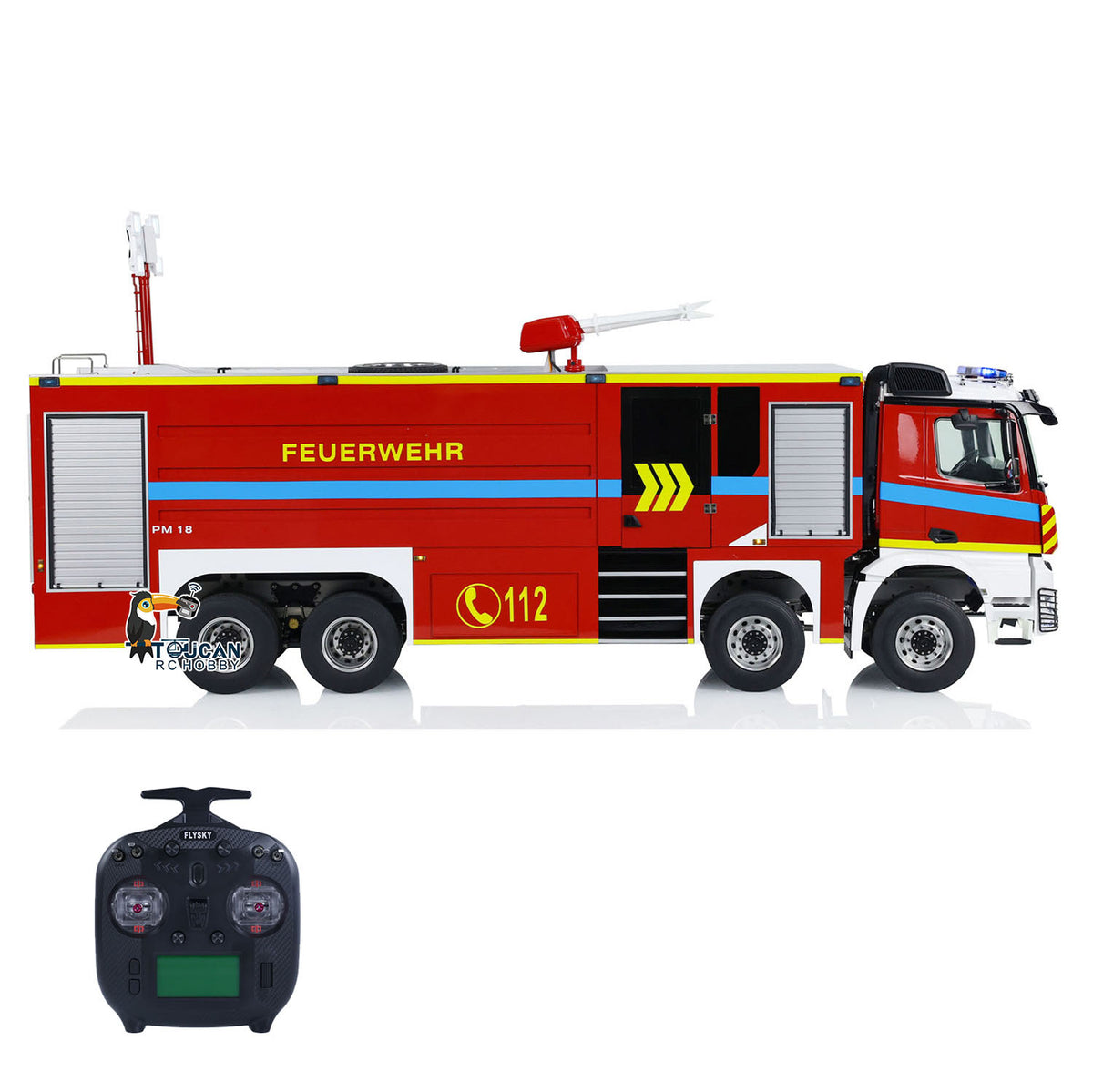 TOUCAN RC HOBBY 1/14 RC Fire Fighting Truck 8x8 Radio Control Fire Car Light Sound Metal Chassis Assembled and Painted Motor ESC Servo