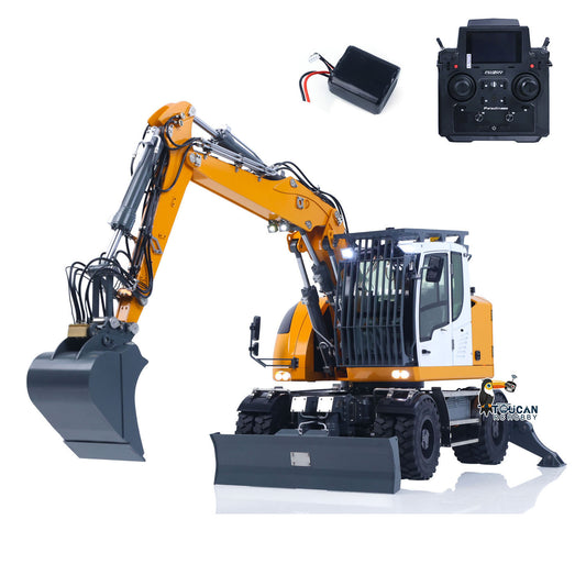 TOUCAN RC HOBBY CUT RC Hobby RC Hobby LR914 PRO MAX 1/14 Metal RC Hydraulic Wheel Excavator RTR 11-Way Valve Axles Differential Lock Light & Sound System Quick Release Coupler Tail Hook for Hobby Collectors