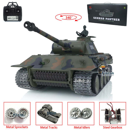 TOUCAN RC HOBBY US-Lager 2.4G Heng Long 1/16 7.0 3819 Deutscher Panther RTR RC-Panzer ferngesteuertes Modell mit Kettenrad-Laufrollen und Infrarot-Empfänger