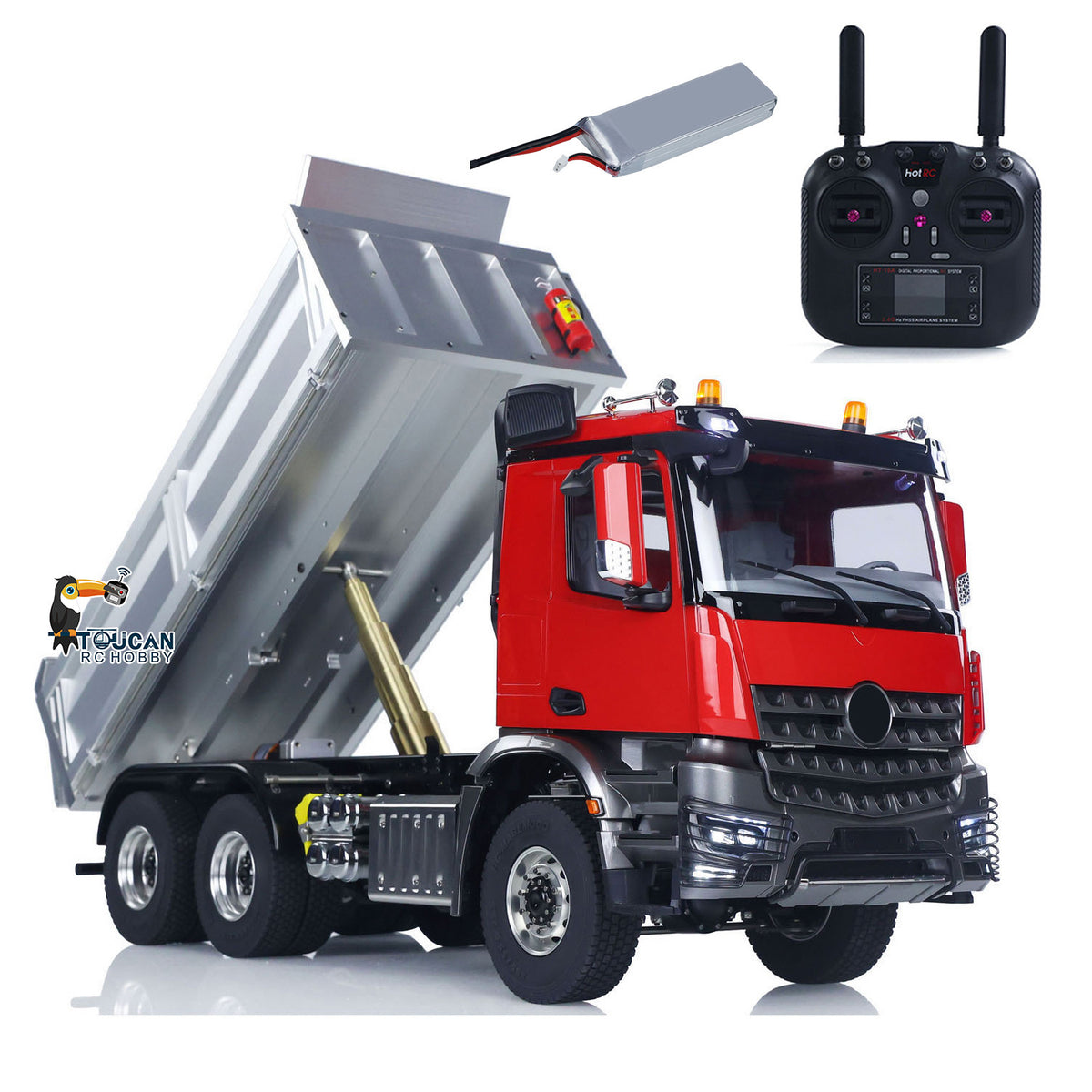 TOUCAN RC HOBBY MODO 6X6 Metal Chassis 3348 RC Hydraulic Dumper 1/14 Radio Controlled Tipper NO Lock Light Sound Radio Battery Construction Truck RTR