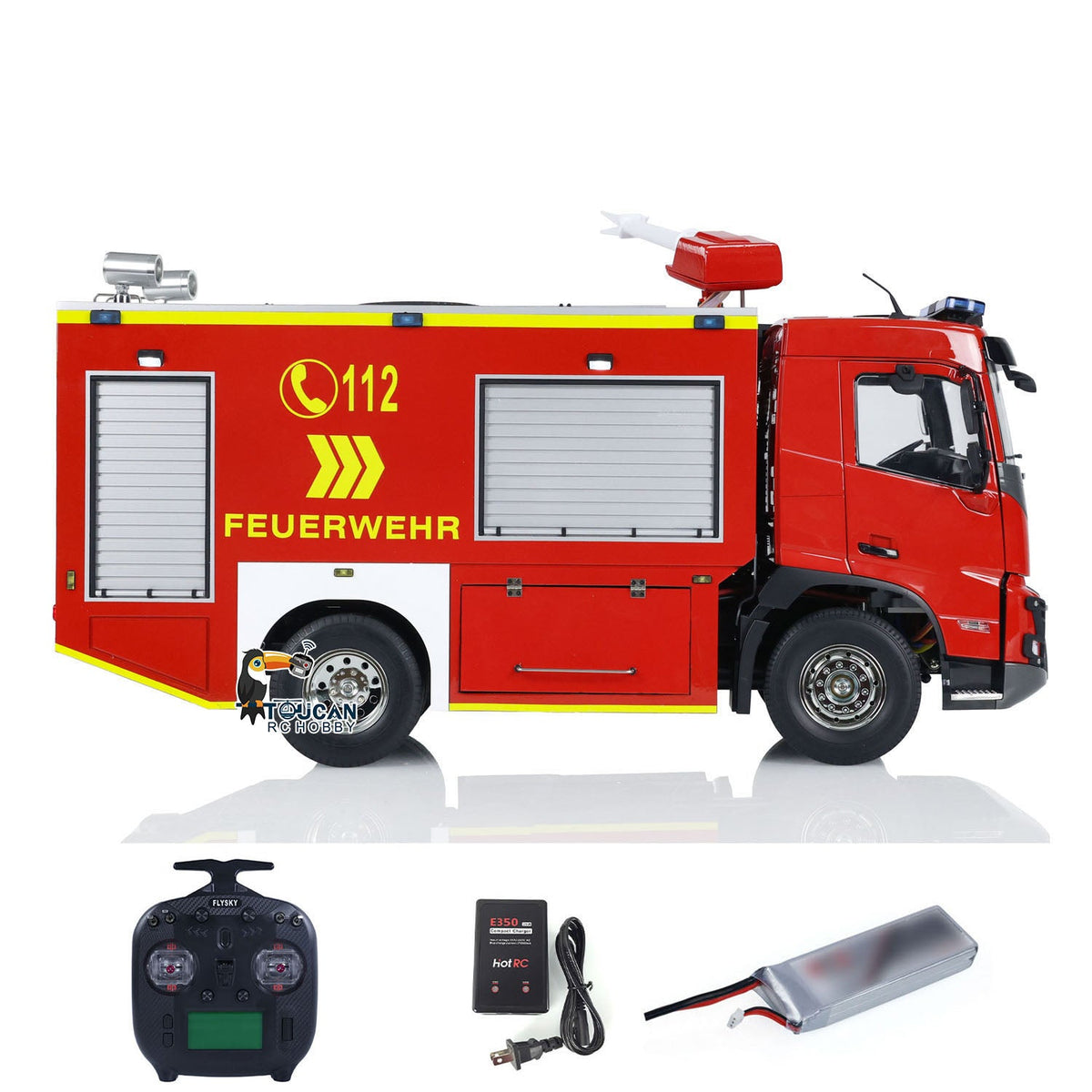 TOUCAN RC HOBBY 1/14 4x2 RC Fire Vehicles Radio Control Fire Fighting Truck 2-speed Transmission Assembled and Painted FlySky ST8