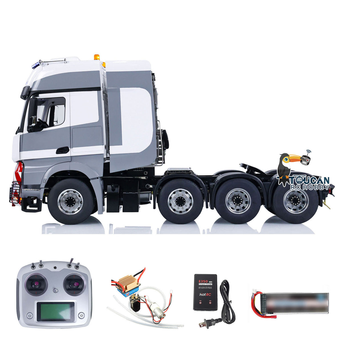 Camion tracteur RC 8x8 LESU en métal, châssis 1/14, voitures radiocommandées, unité de fumée et son, par TOUCAN RC HOBBY