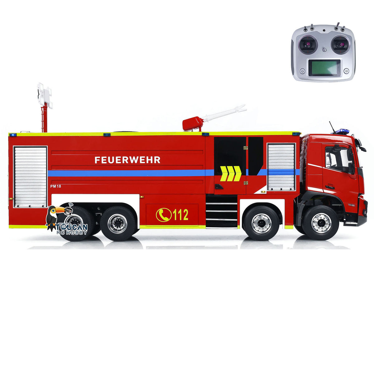 TOUCAN RC HOBBY 1/14 8x4 FMX PS0003 RC Fire Fighting Vehicles Remote Control Extinguisher Truck Hobby Model Lights Sounds Ready to Run