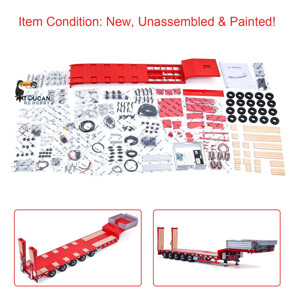 LESU 1/14 RC Trailer A0055 - Metal KIT RTR 5 Axles Electric Support Legs