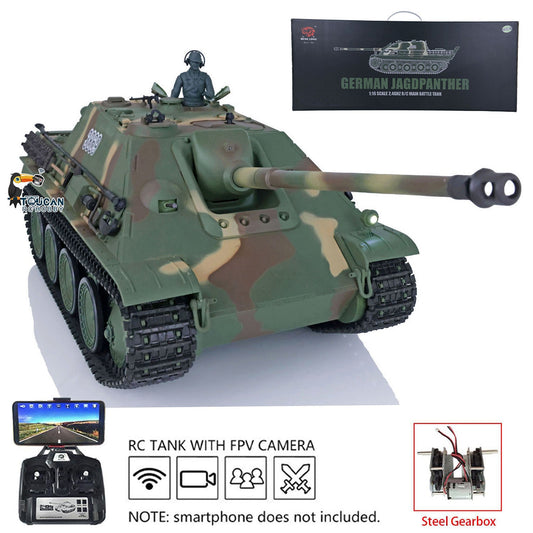 TOUCAN RC HOBBY Heng Long 1/16 TK7.0 Plastic German Jadpanther 3869 RTR RC Tank FPV Infrared Combat BB Unit Smoke Steel Gearbox Metal Barrel
