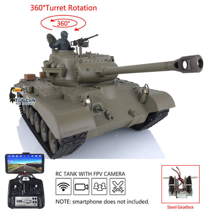 TOUCAN RC HOBBY Heng Long 1/16 Plastic TK7.0 3838 M26 RTR RC Tank Steel Gearbox FPV 360 Degrees Turret Infrared System Smoke BB Unit Sounds Lights
