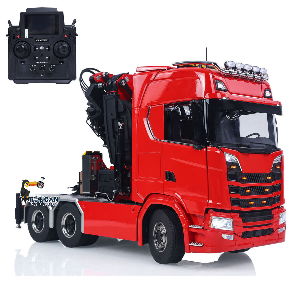 TOUCAN RC HOBBY LXY 1/14 RC Truck Remote Control Tractor Truck 7-way Valves Hydraulic Crane 6x6 RC Lorry Car 3Speed Gearbox Axle Locks Light Sound System