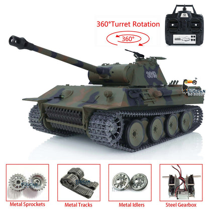 TOUCAN RC HOBBY Heng Long 1/16 TK7.0 Promotion 3819 German Panther V RTR RC Tank IR BB 360 Degrees Turret Smoke Metal Tracks Sprockets Idlers Wheels Gearbox