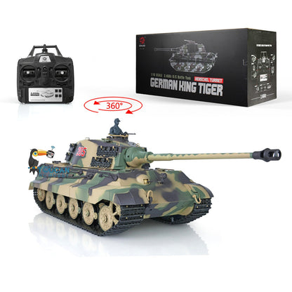 TOUCAN RC HOBBY Heng Long 1/16 TK7.0 Plastic 3888A German King Tiger RRT RC Tank with 360 Degrees Turret Sound Light Smoke BB Infrared Combat