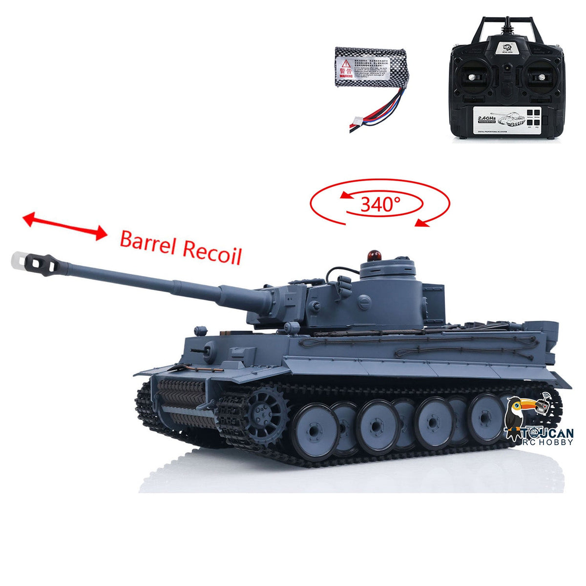 TOUCAN RC HOBBY Heng Long 1/16 TK7.0 Plastic German Tiger I RTR RC Tank 3818 Infrared Combat BB Sounds Lights Smoke Model Metal Barrel Recoil